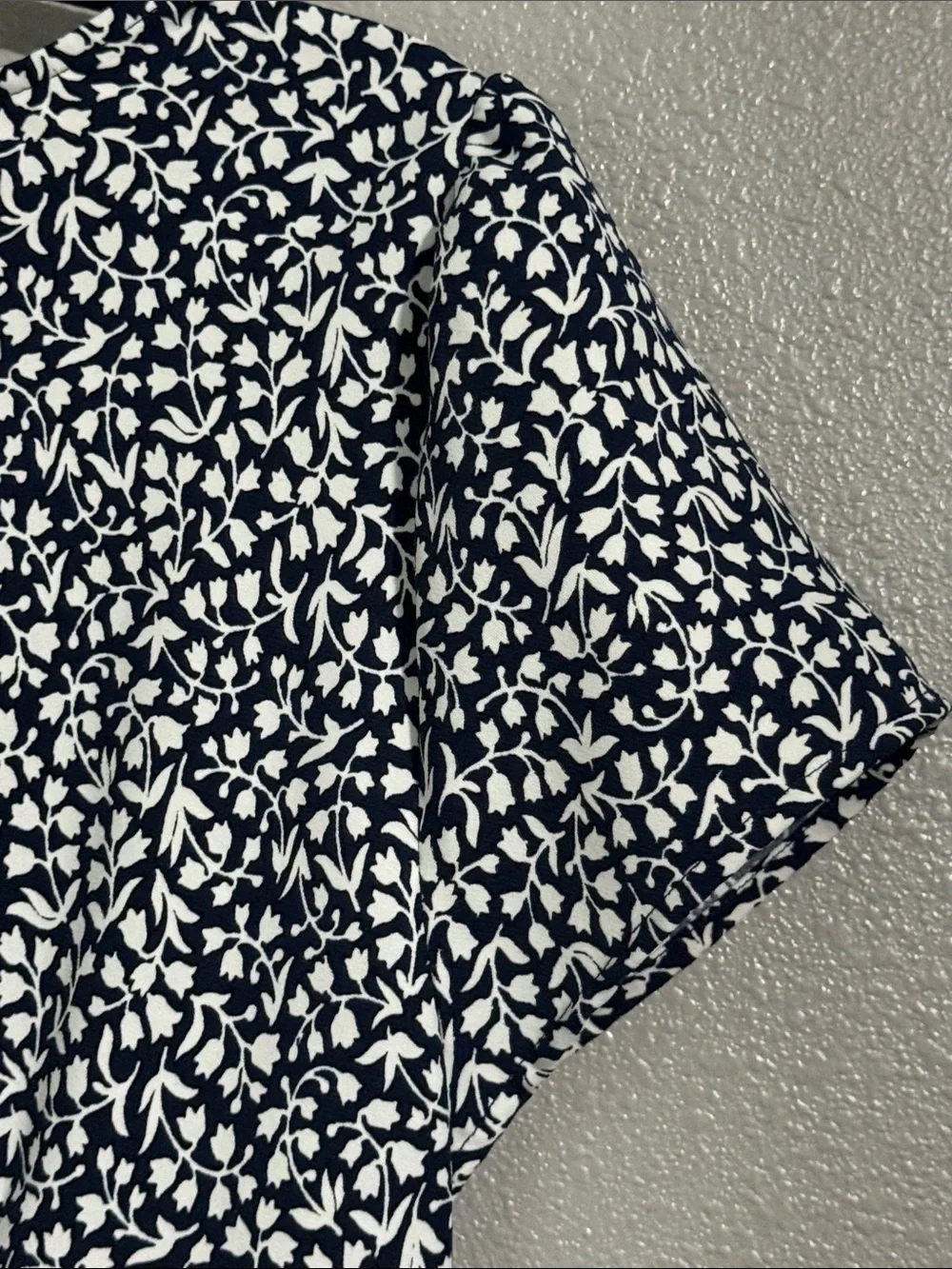 J. Crew Navy and White Printed Short Sleeve Dress